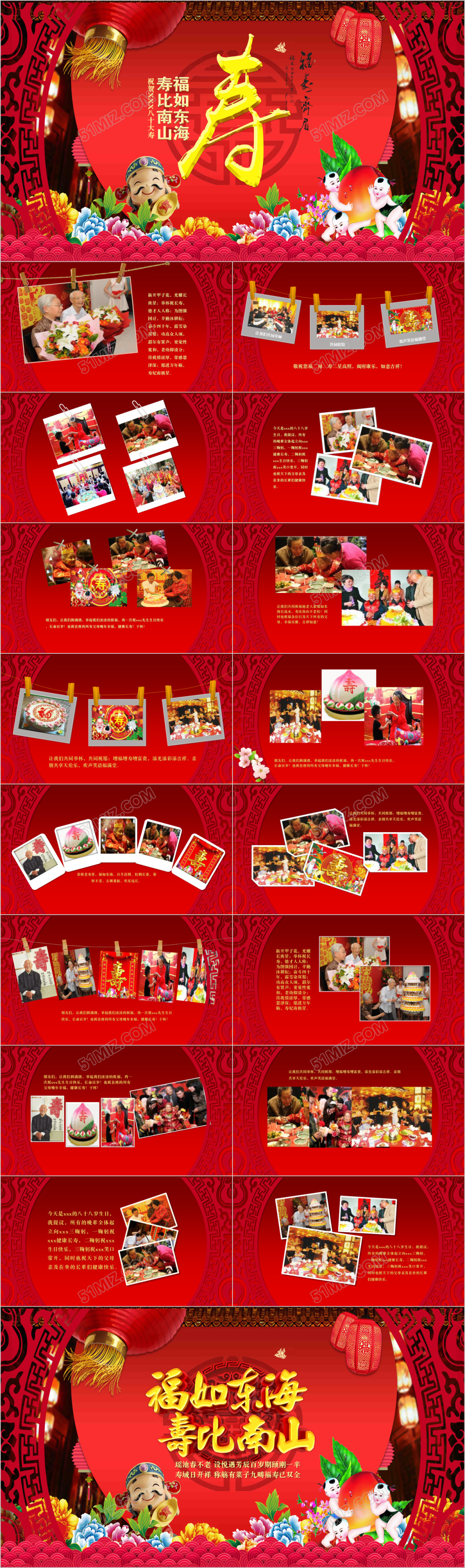 祝寿寿庆生日快乐动态PPT模板