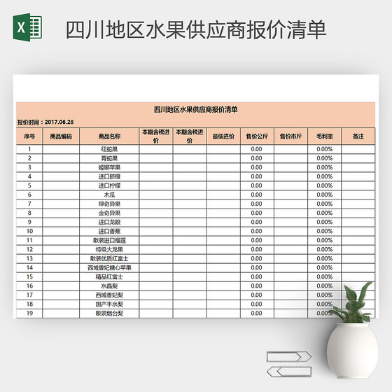 四川地区水果供应商报价单
