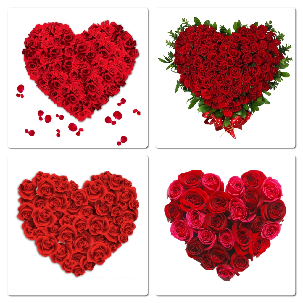 红色心形玫瑰花婚礼png素材