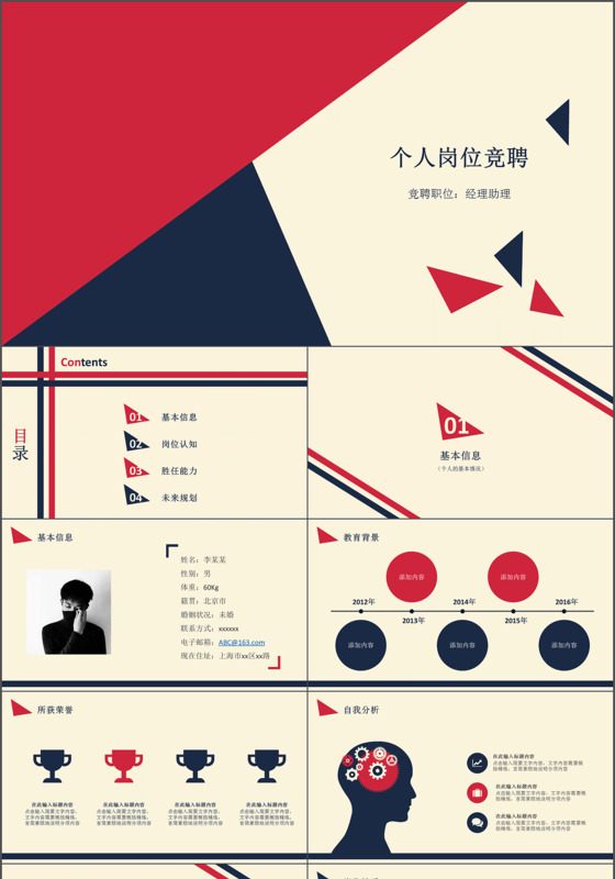 2017个人岗位竞聘PPT模板