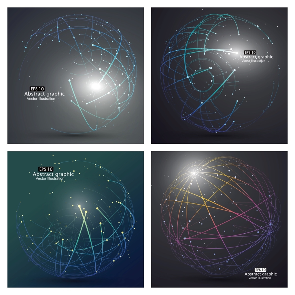 4个矢量科技线条抽象地球背景素材