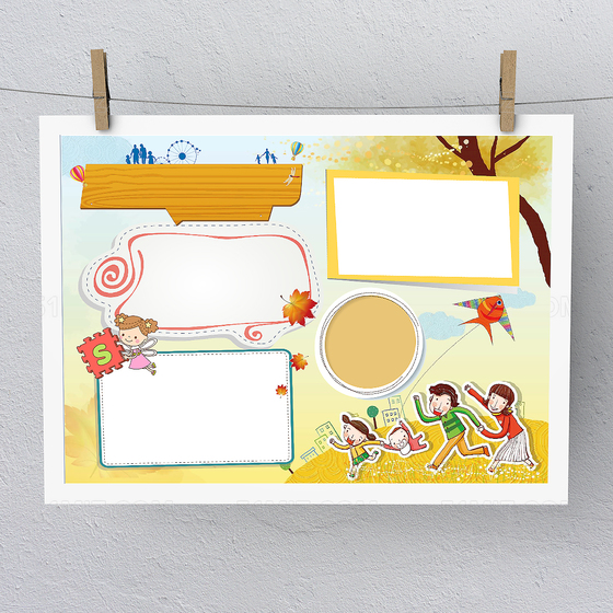 秋游小报秋天来了环保旅游手抄电子小报模板
