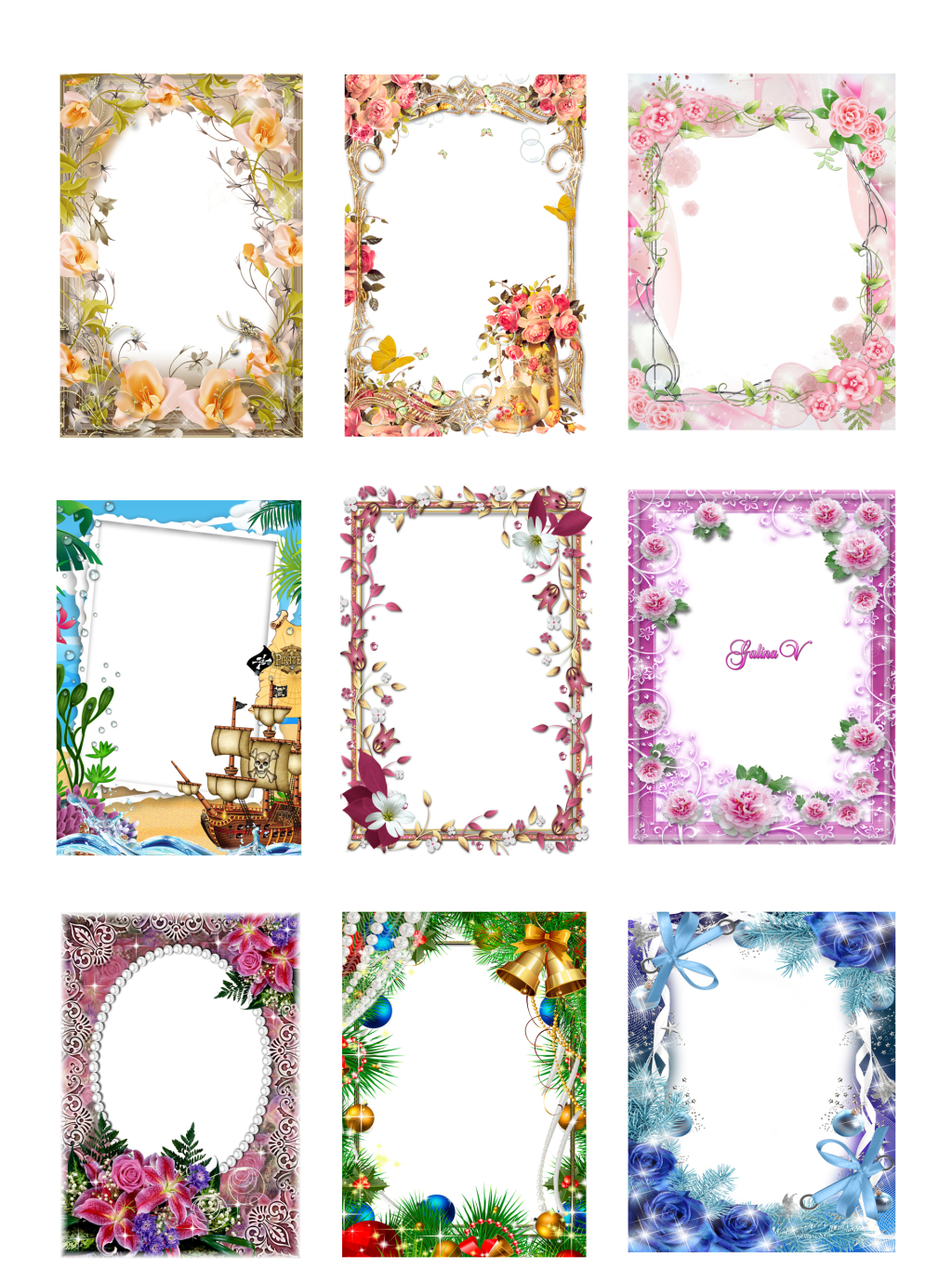 唯美花艺相框边框png素材