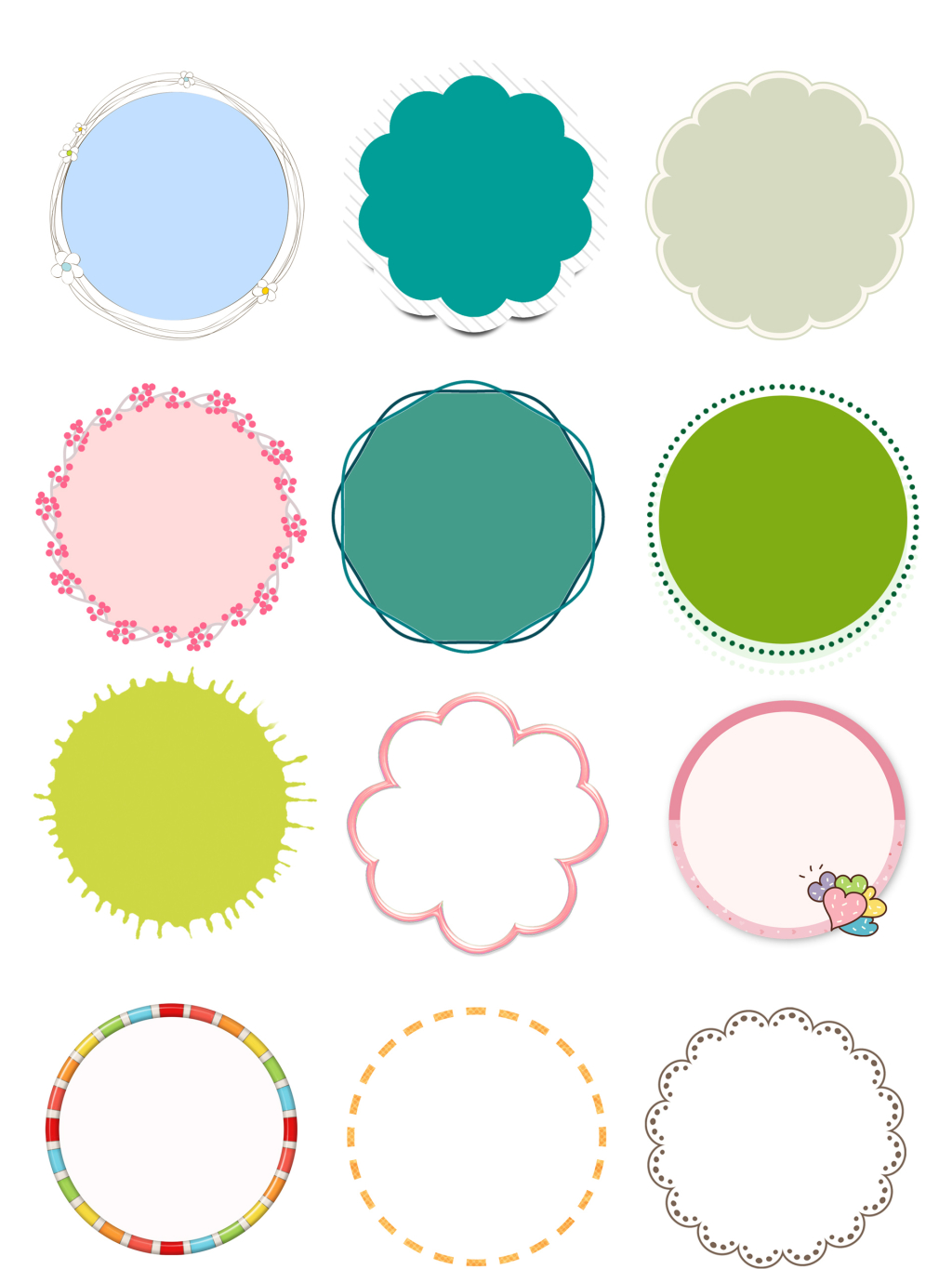 精美彩色圆形相框png素材