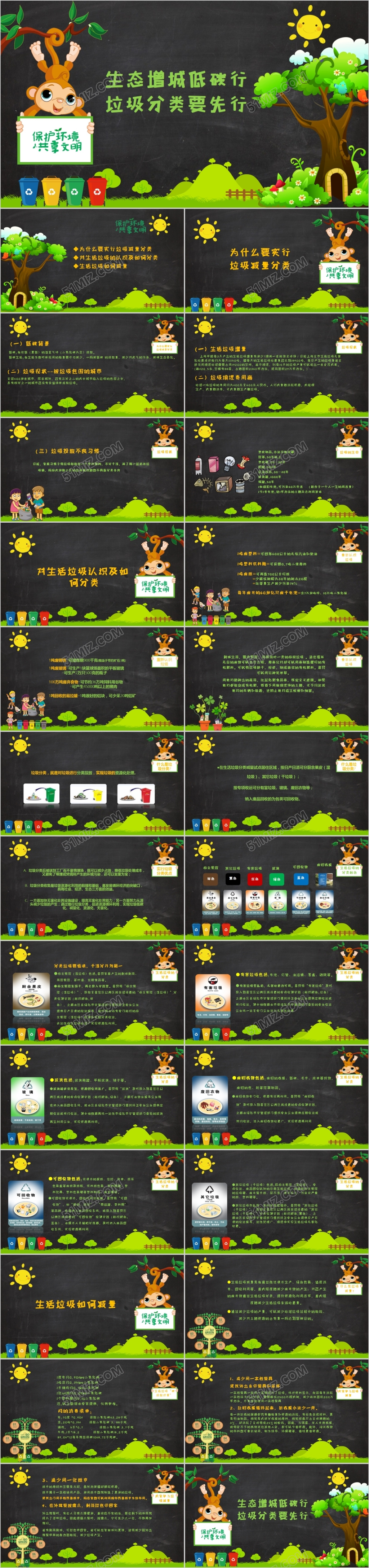 卡通生态环境大家维护垃圾分类PPT