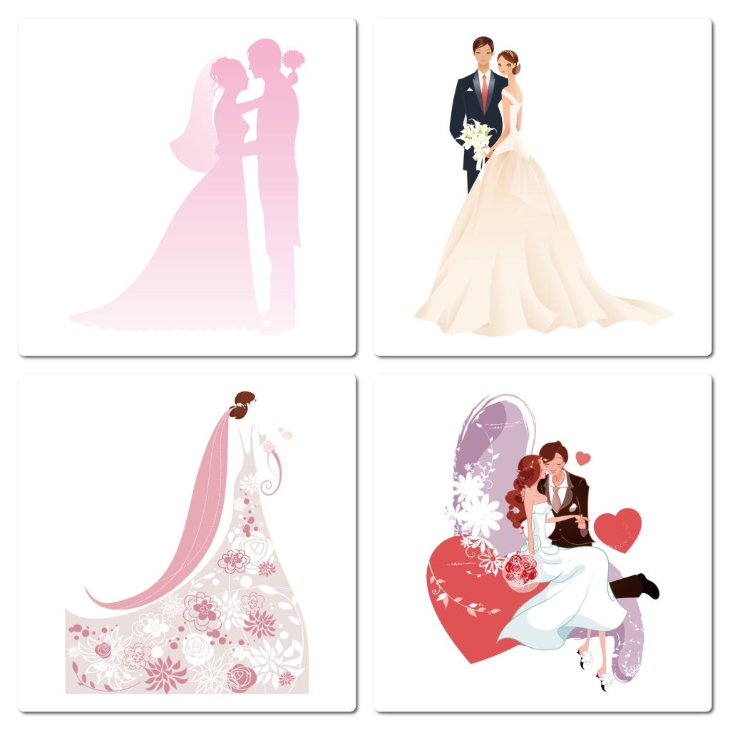 手绘新娘新郎婚礼素材