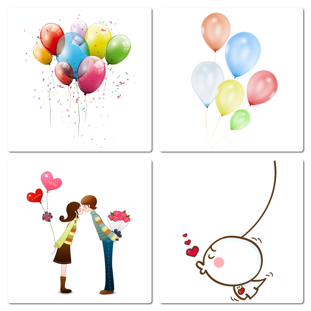 气球爱心情侣红心素材