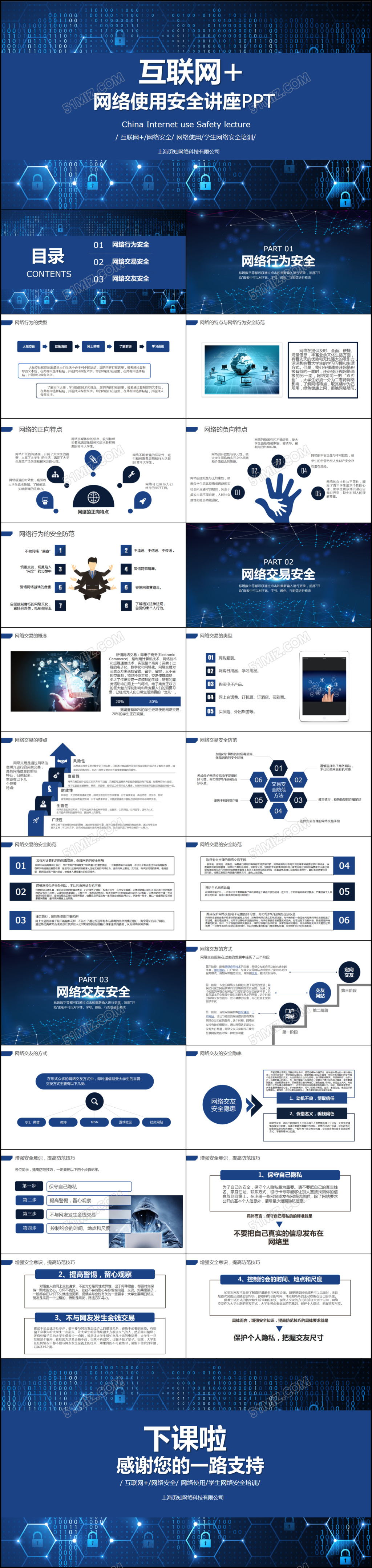 框架完整学生网络安全使用讲座PPT模板信息安全