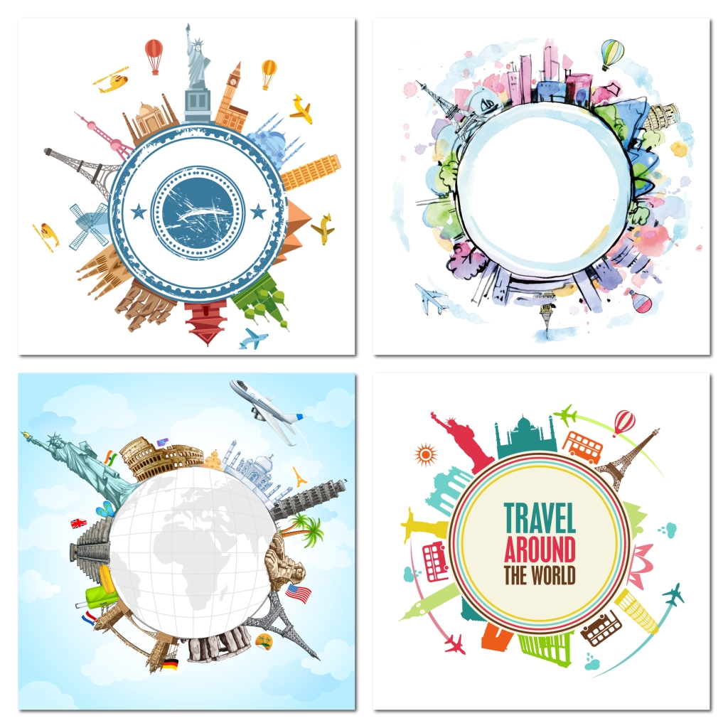 环球旅行旅游建筑地球装饰元素