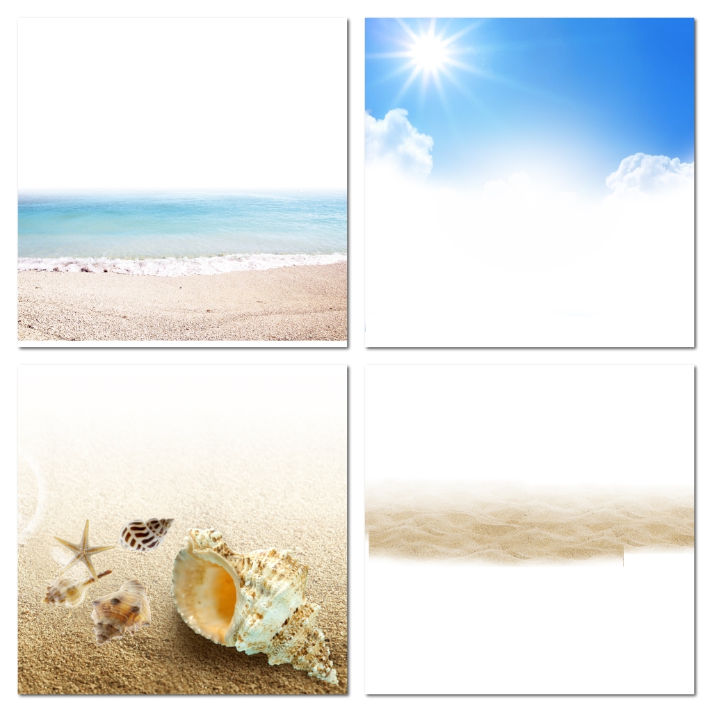 蓝天白云沙滩海螺素材