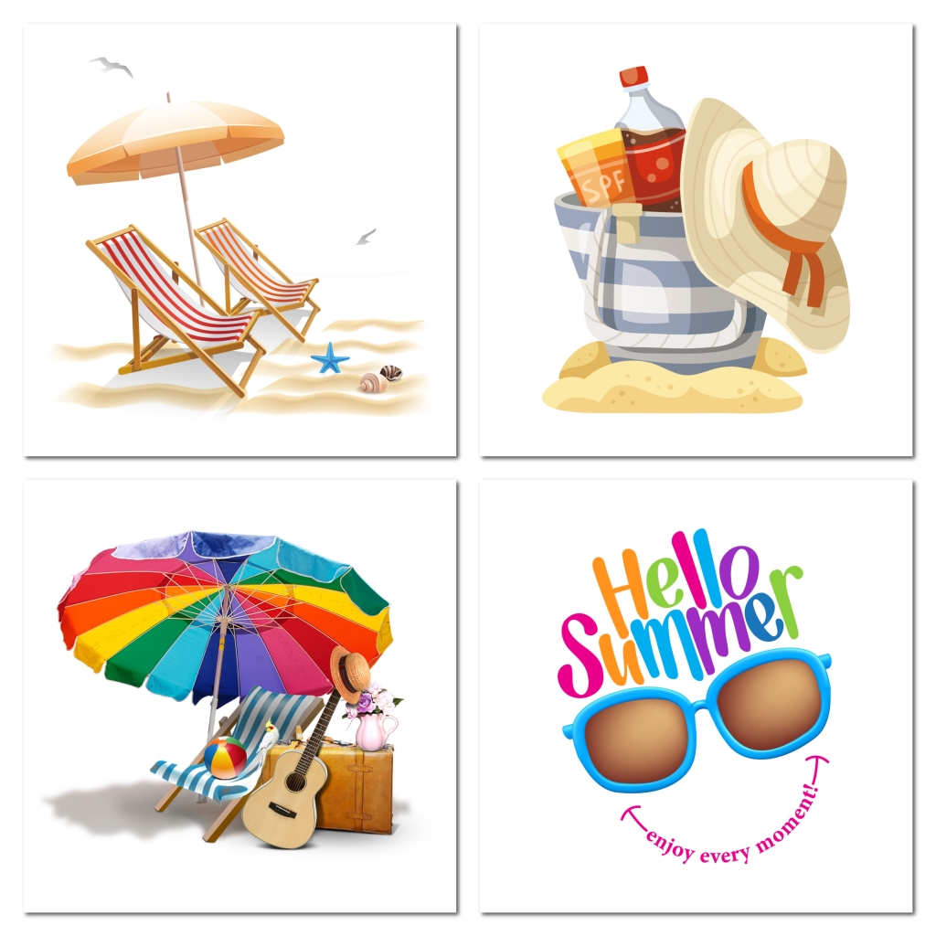 度假海滩太阳伞躺椅素材