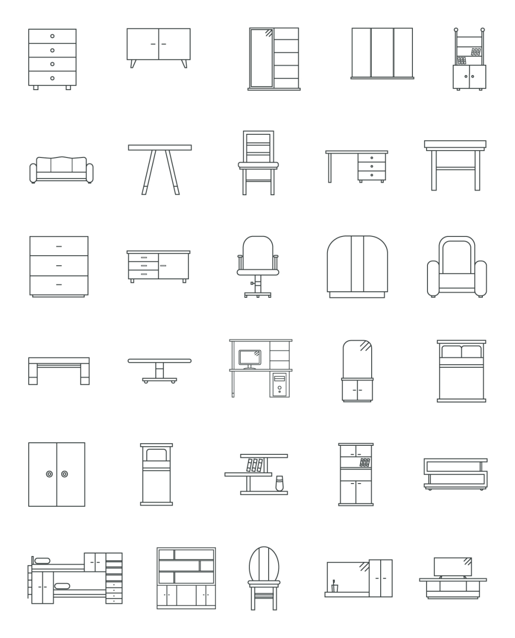 30个超简洁实用ICON图标桌椅家具素材
