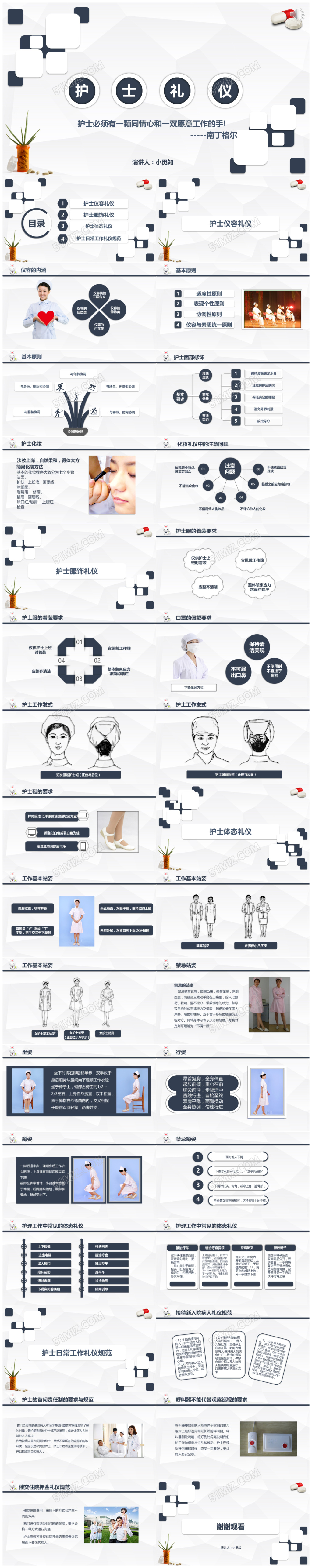 简约护士护理礼仪PPT模板