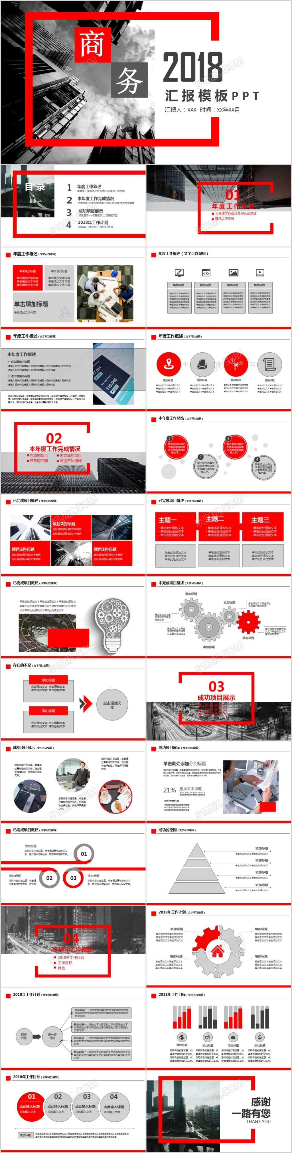 2018商务工作汇报PPT模板