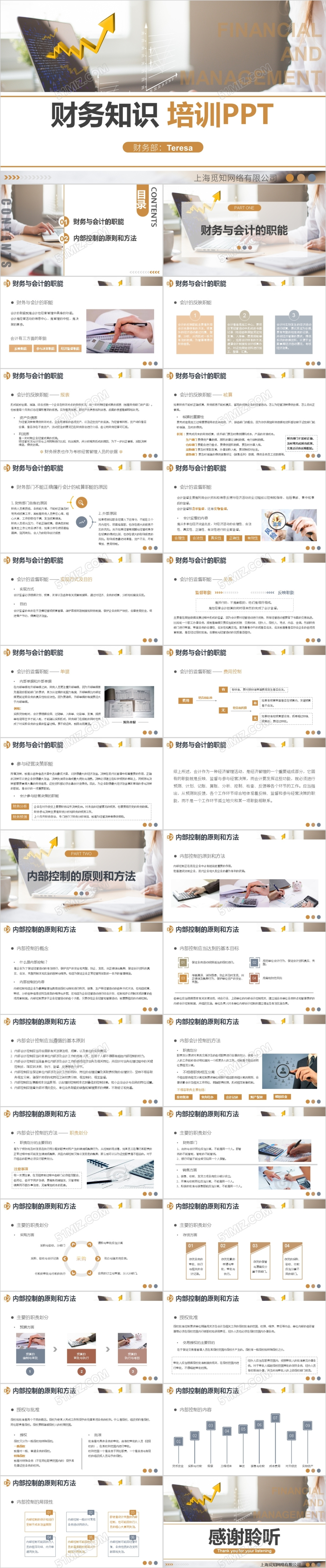 茶色简约大气财务知识培训PPT模板