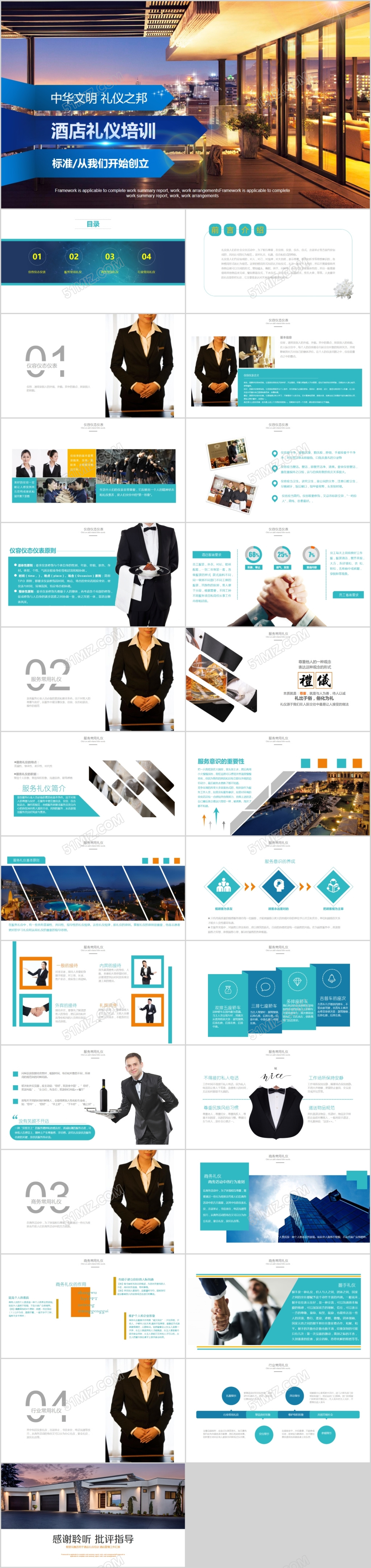 高档酒店礼仪培训商务礼仪职PPT模板