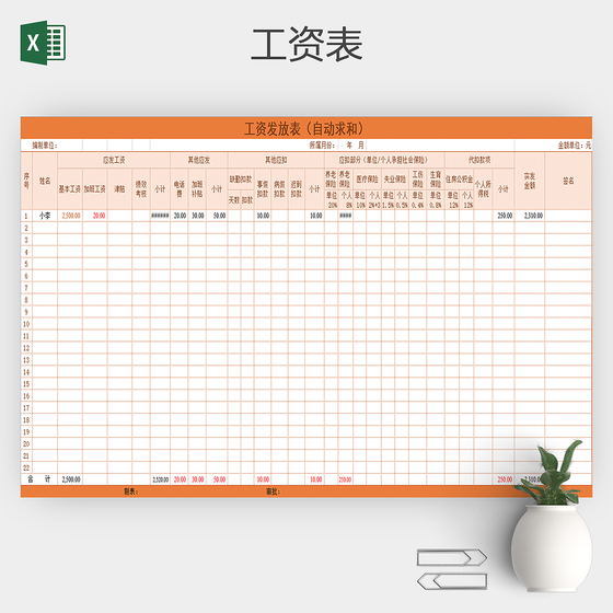 员工工资发放表excel

