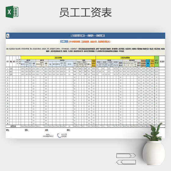工资统计表工资标准表工资表Excel文档
