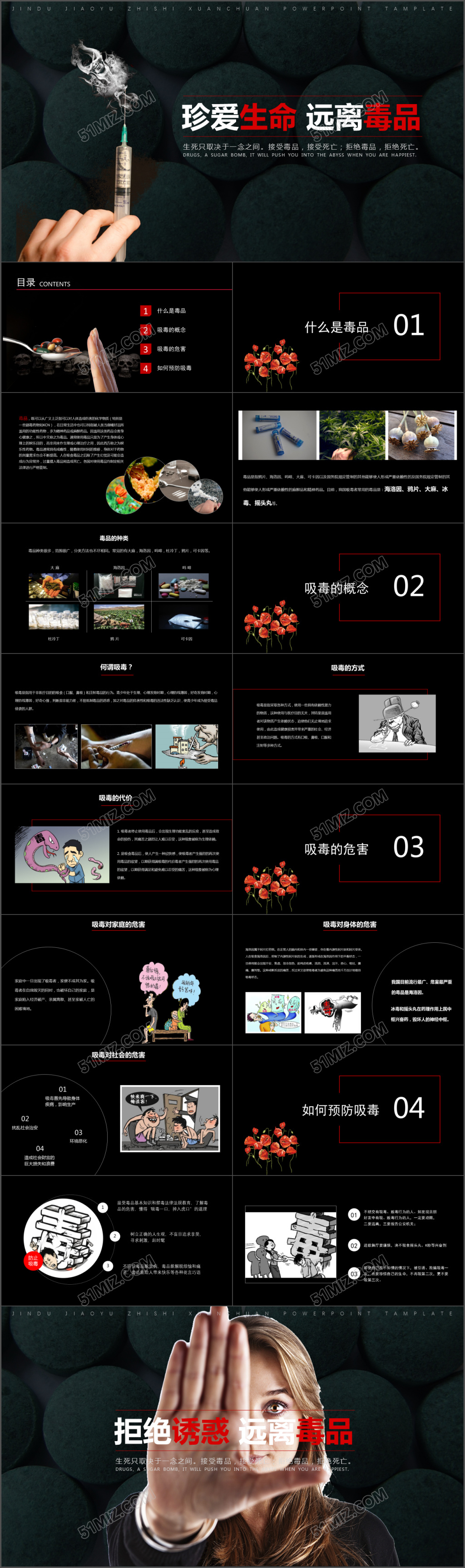 禁毒教育知识宣传PPT模板