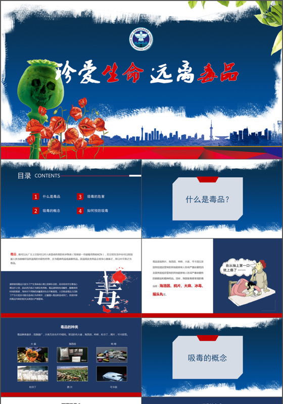 禁毒知识宣传教育PPT模板