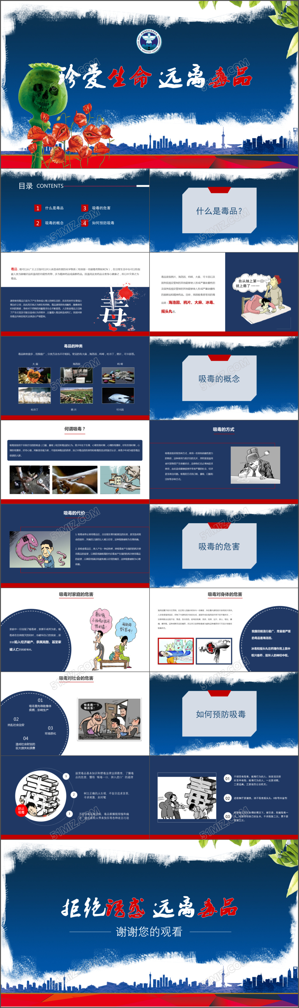 禁毒知识宣传教育PPT模板