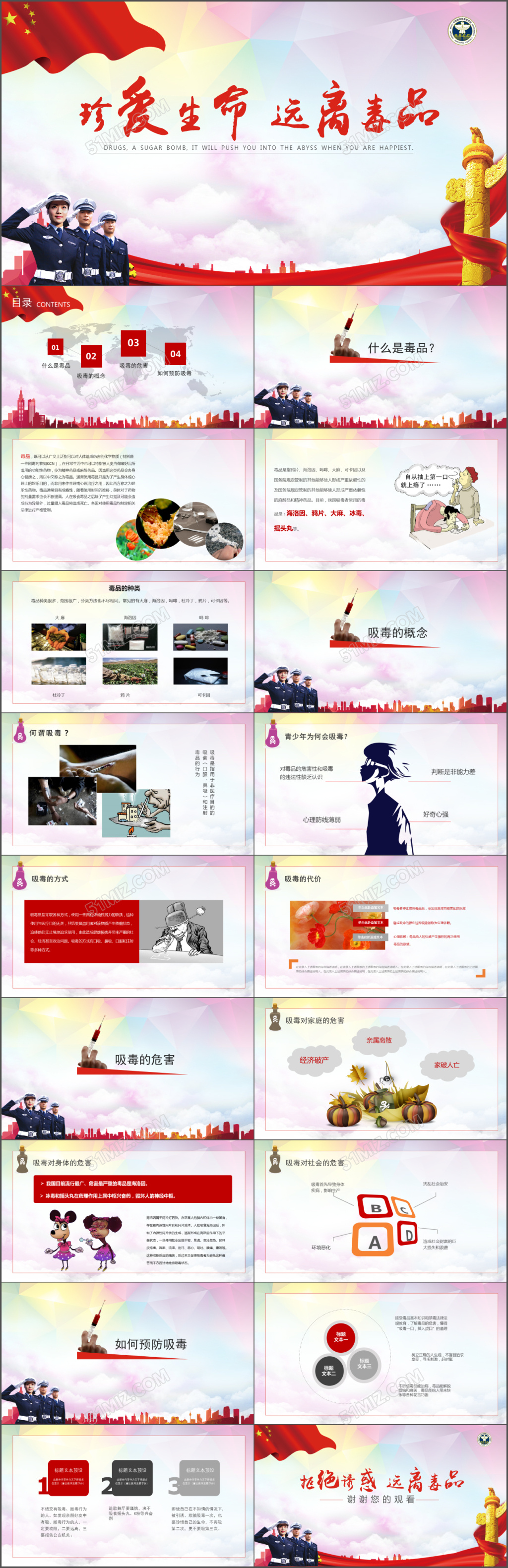 公安机关禁毒知识宣传培训课件PPT模板