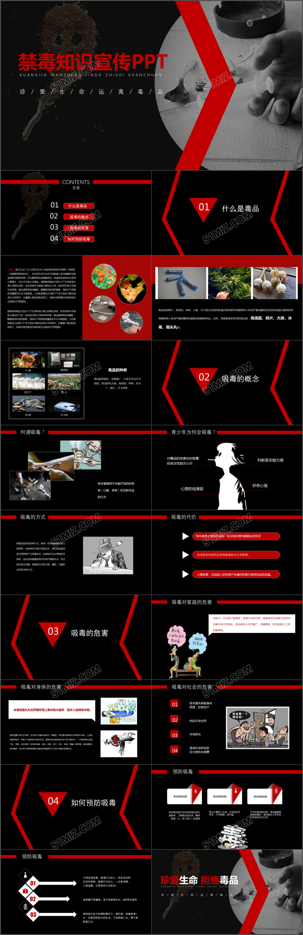 禁毒知识宣传教育培训课件PPT模板