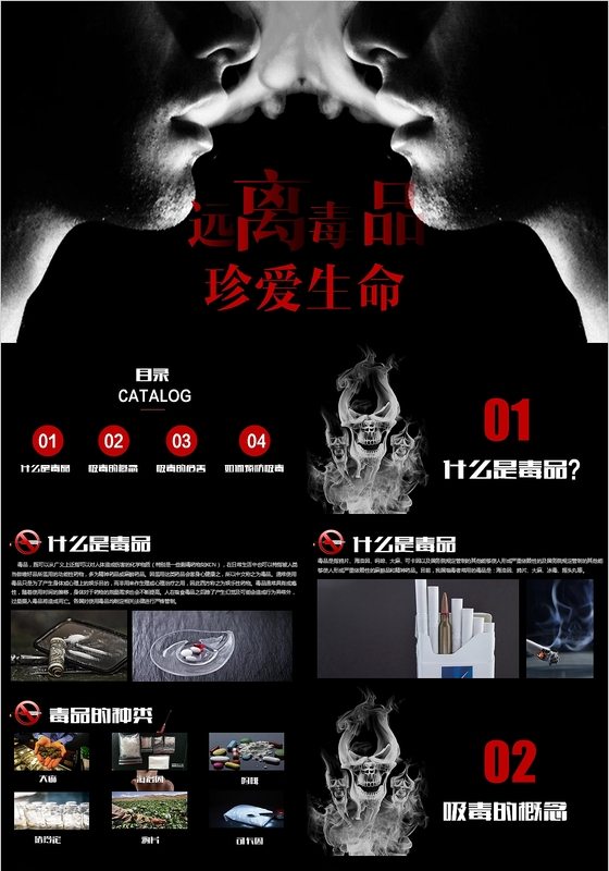 远离毒品珍爱生命禁毒知识教育宣传PPT动态模板