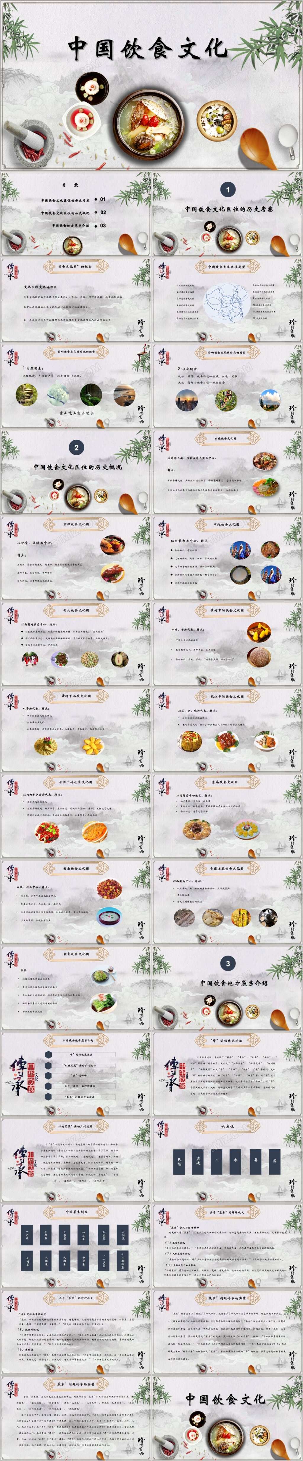 框架完整中国风中国饮食文化介绍PPT模板