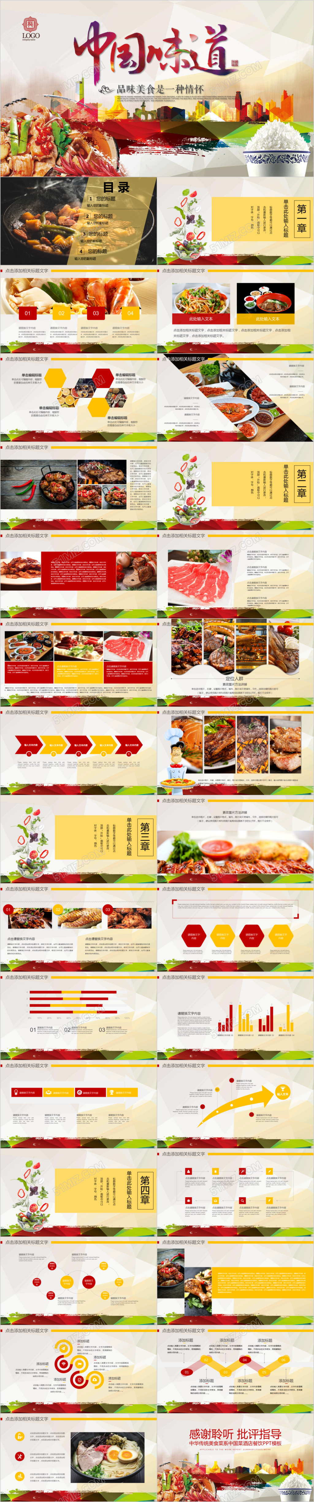 中华传统美食菜系中国菜餐饮PPT模板