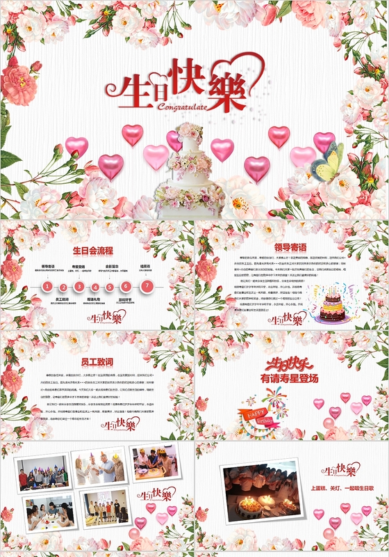 精美全面公司企业员工生日会PPT模板