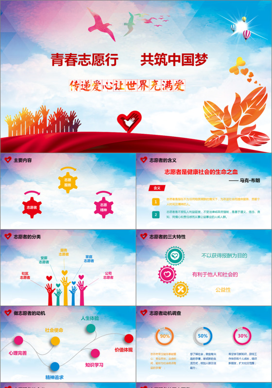 青春中国行共筑中国梦国际志愿者日PPT模板