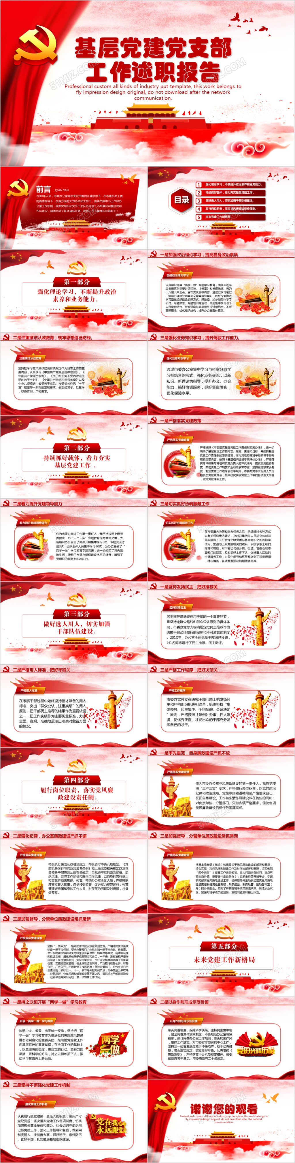 基层党支部书记述职党员述职党政政府工作汇报报告PPT