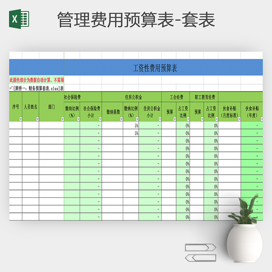 管理费用预算表
