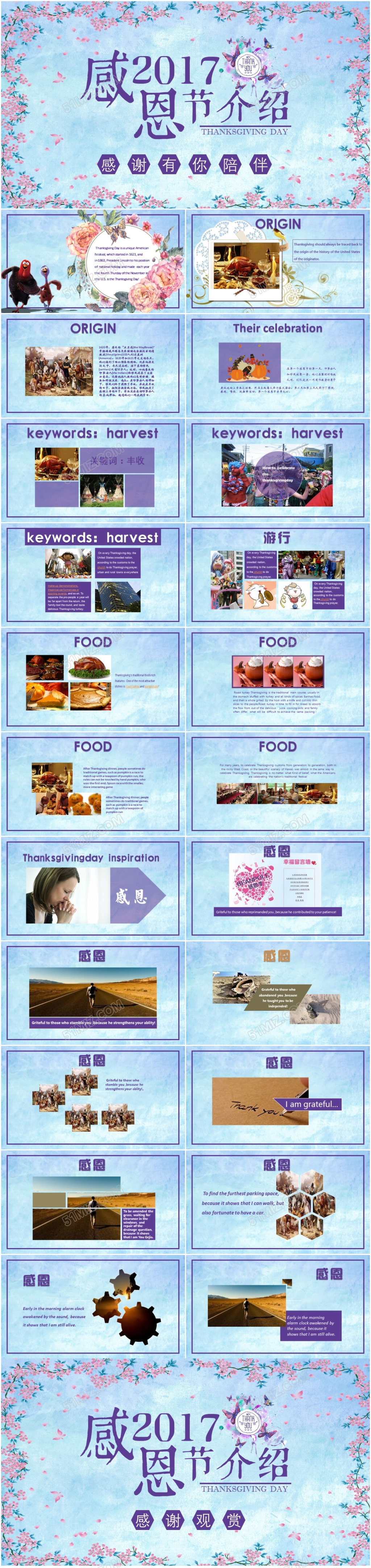 感恩节英文介绍通用ppt模版