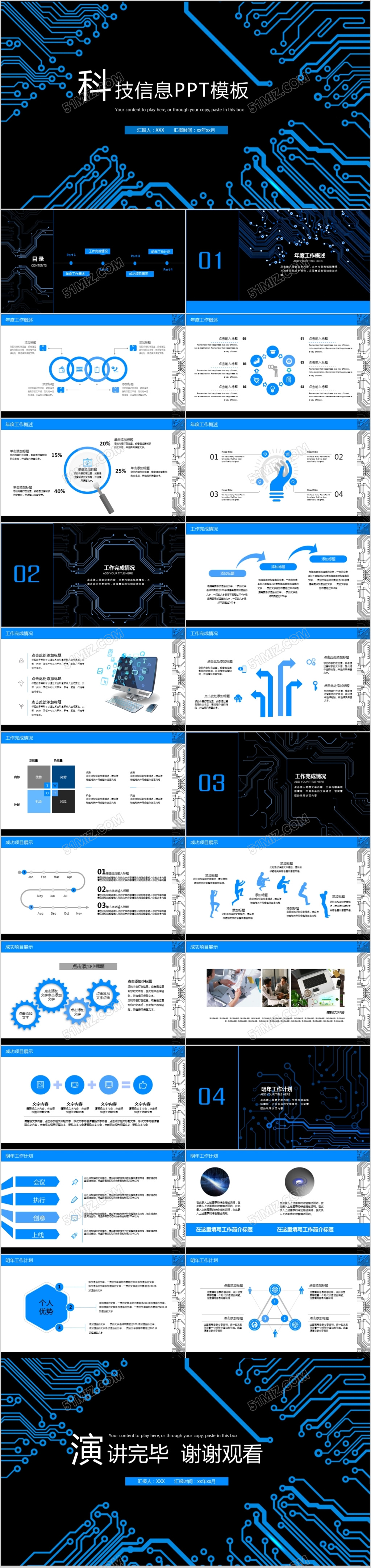 信息科技工作总结PPT模板