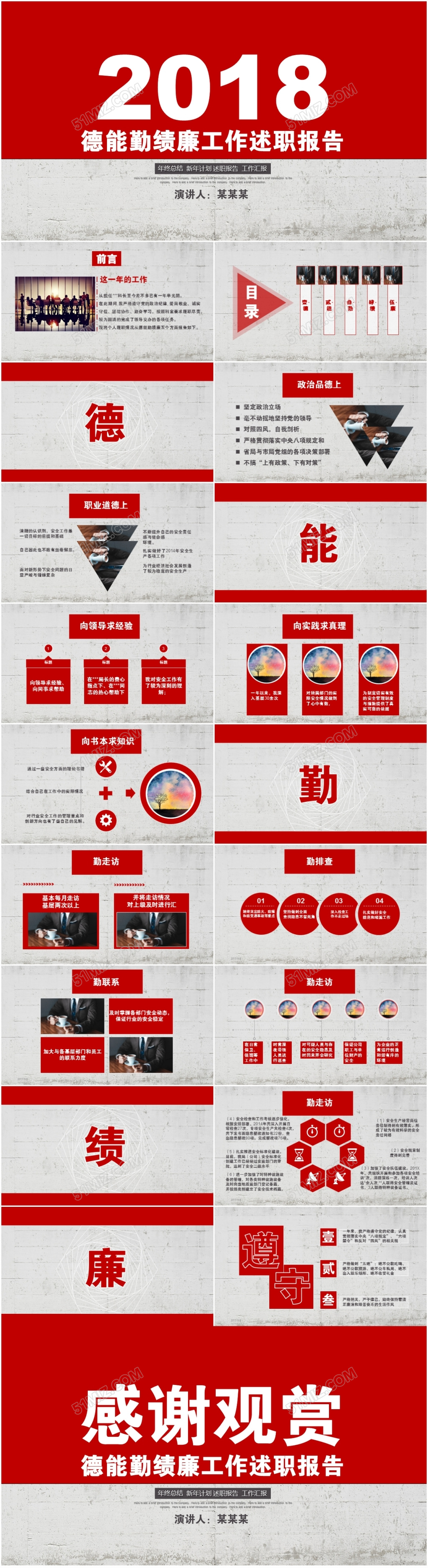 
德能勤绩廉工作述职报告ppt 