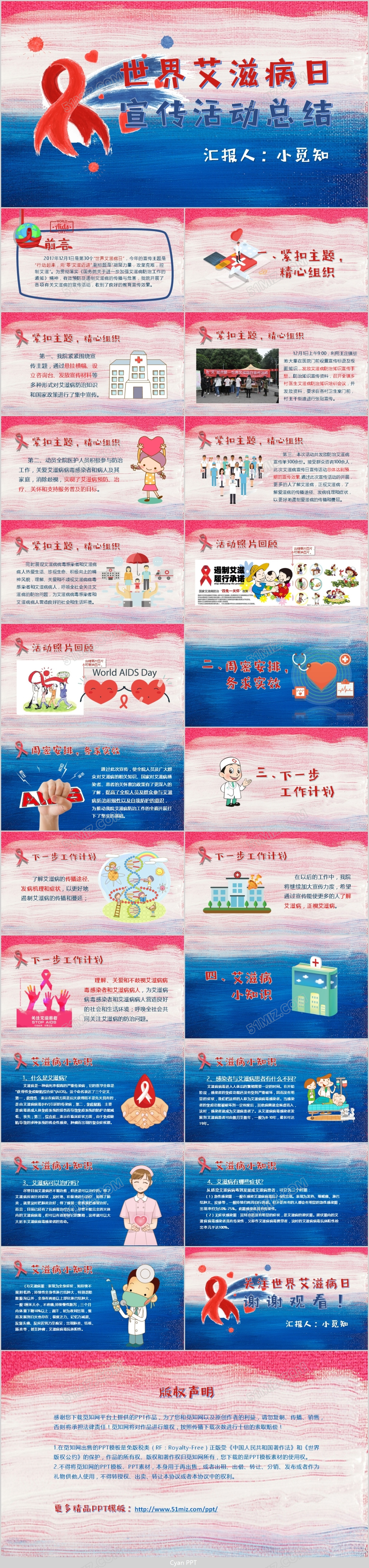 红蓝医疗系世界艾滋病日活动总结PPT