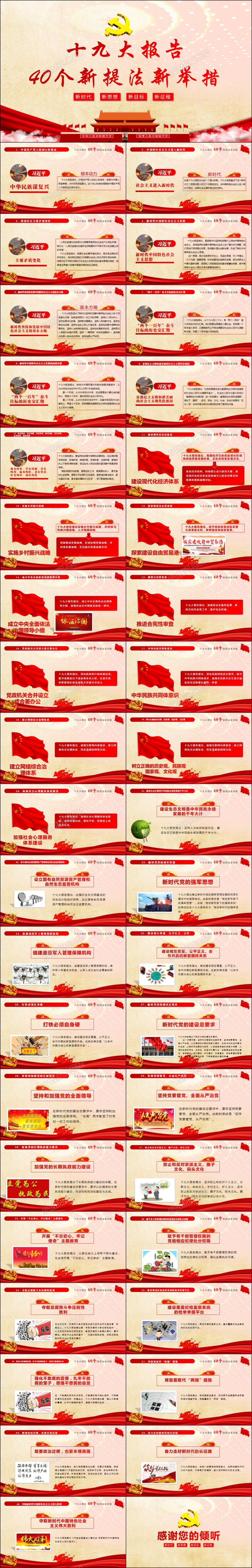 学习贯彻十九大精神40个新提法PPT模板