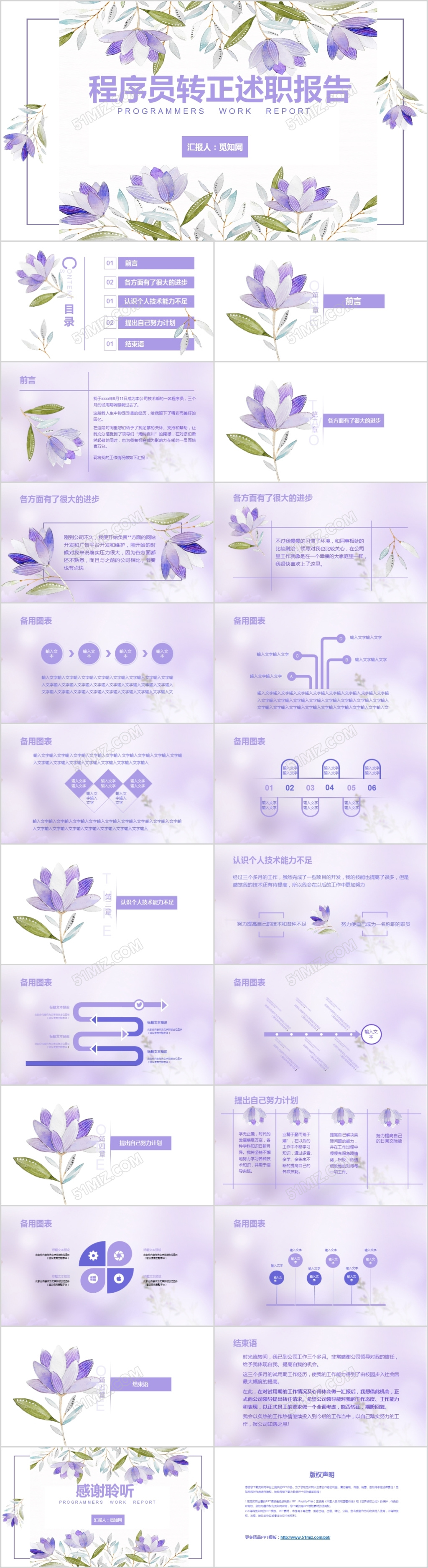 程序员转正述职报告PPT模板
