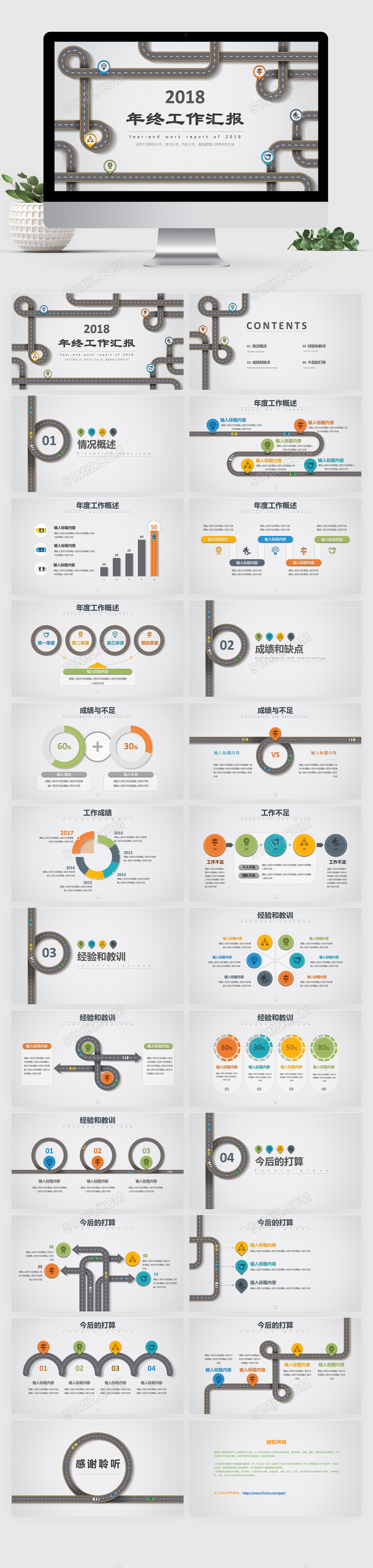 创意2018年终工作汇报总结PPT