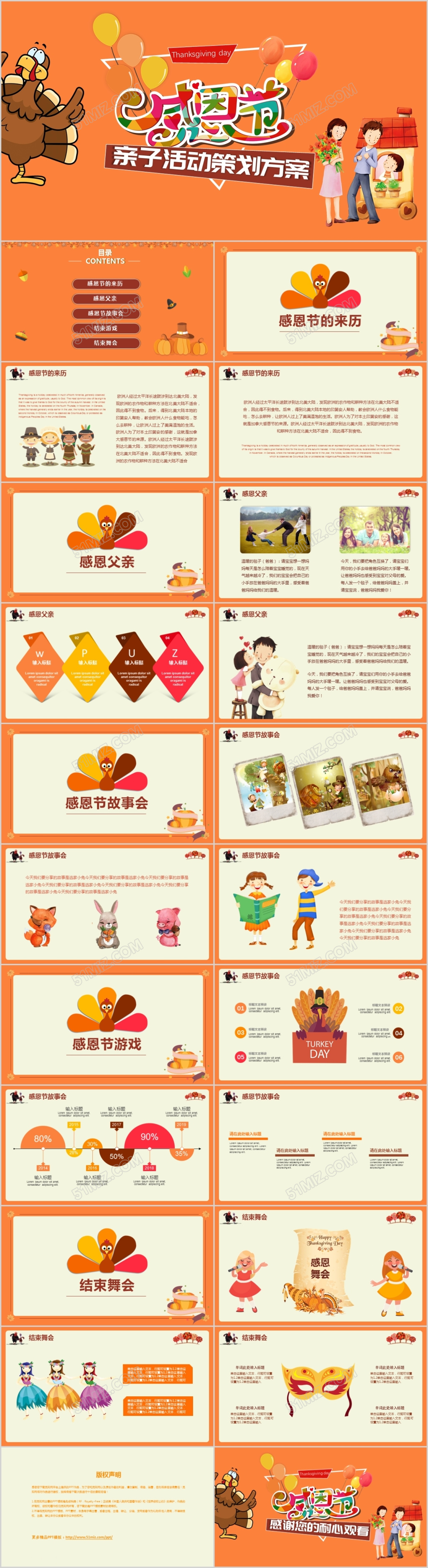 感恩节感谢有你亲子活动策划方案PPT模板