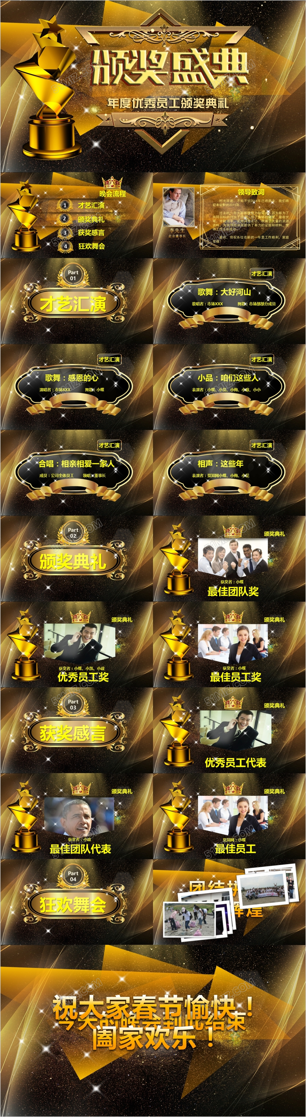 金色大气公司年度优秀员工表彰大会Keynote模板
