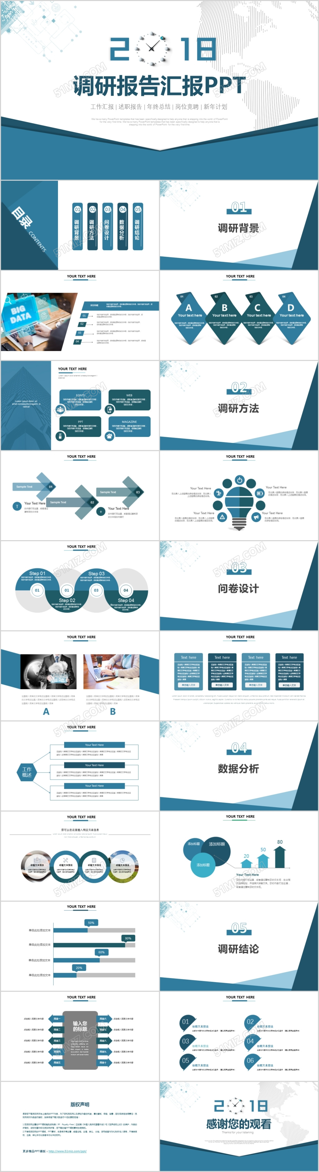 商务含信息图表调研报告汇报PPT模板