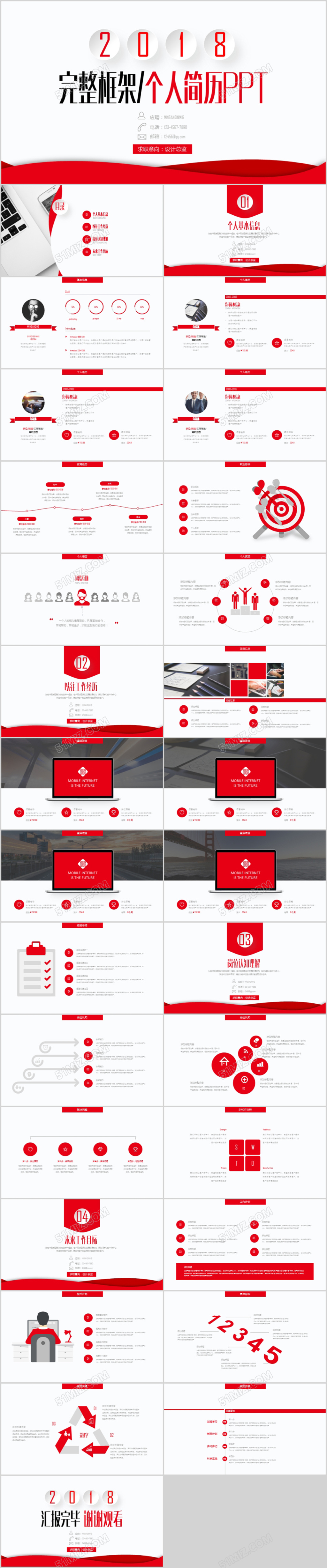 简约大气个人简历PPT岗位竞聘PPT模板