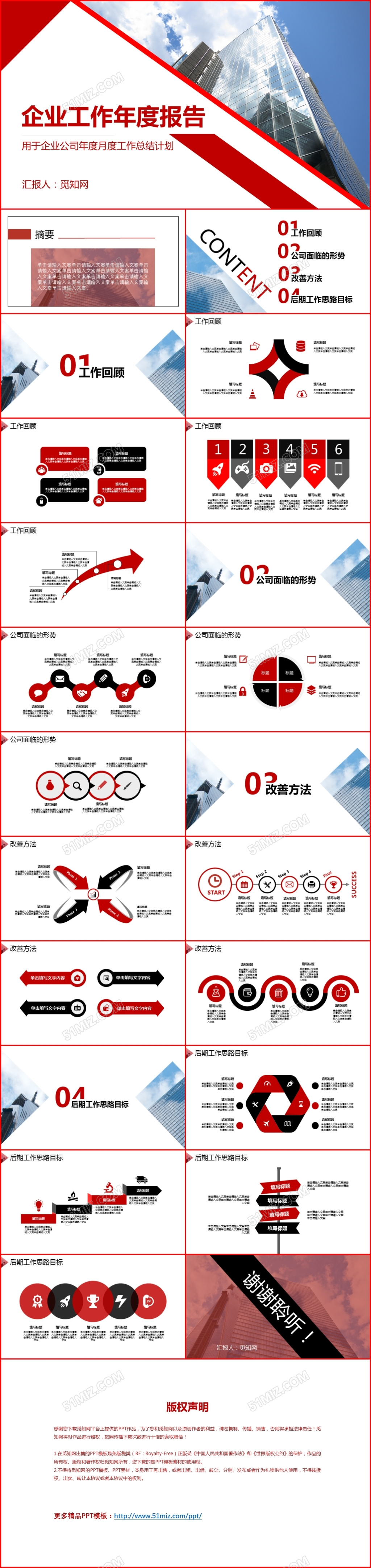 红色大气时尚企业工作年度报告月度报告PPT模板