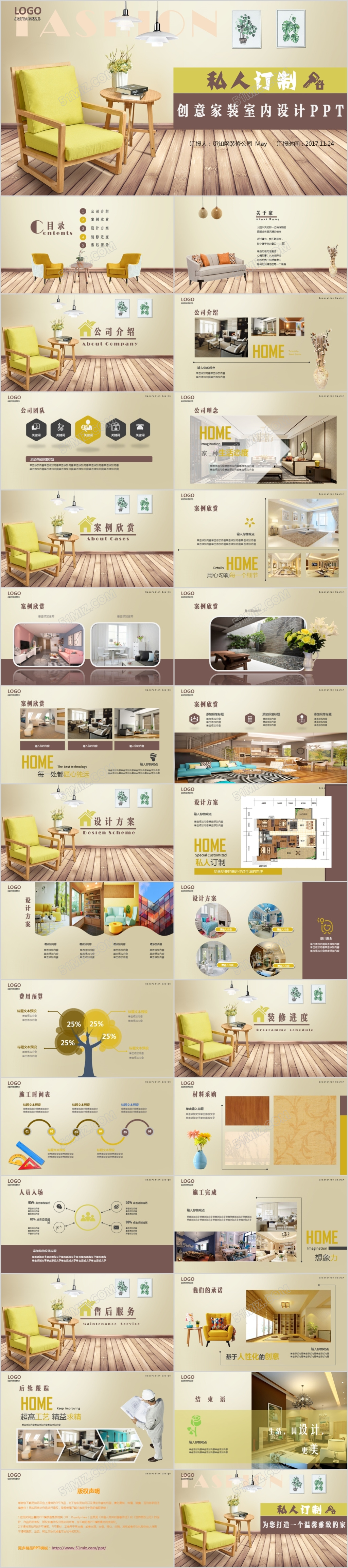 欧美风私人订制装修装饰室内设计软装PPT模板