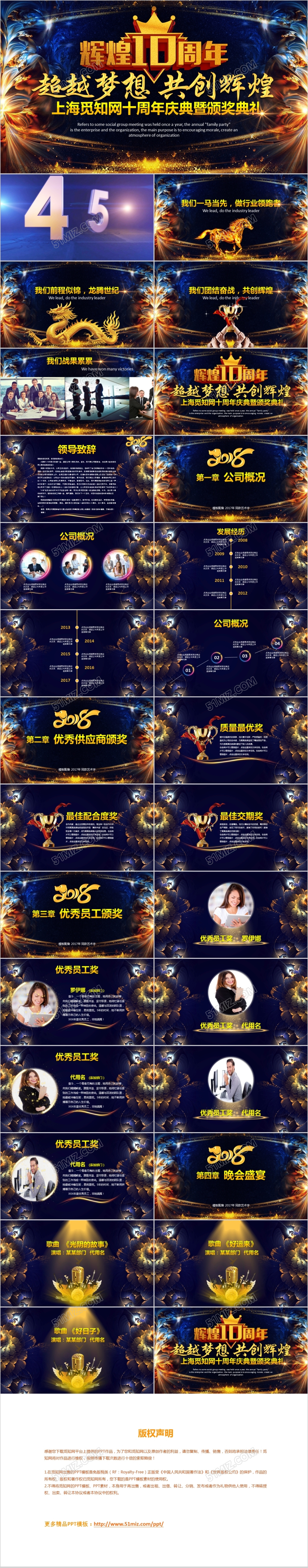 黑金恢弘大气动态震撼周年庆年会颁奖典礼PPT模板