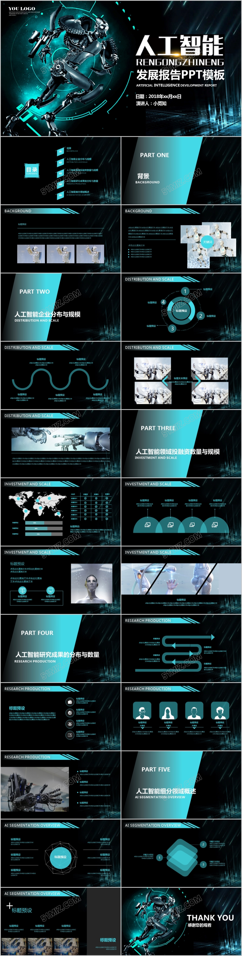 2018绿色人工智能发展报告PPT模板 