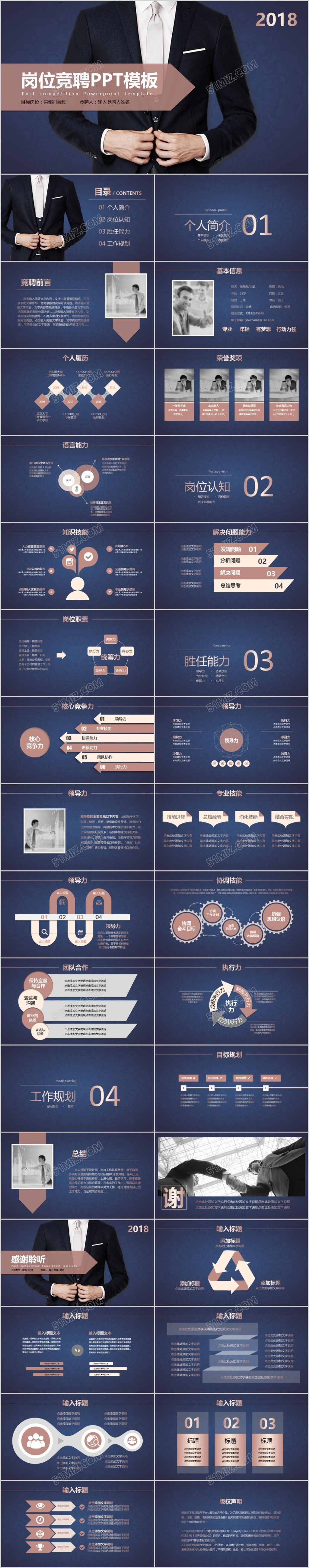 商务通用个人求职简历岗位竞聘述职演讲报告自我介绍ppt模板